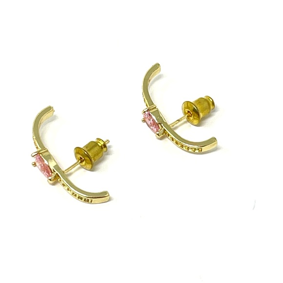 Anthropologie Jewelry - New Anthropologie Bar Stack Gold Earrings Pink